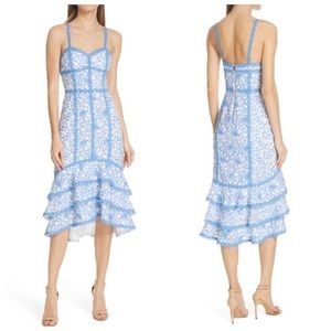 Alice + Olivia diane sweetheart lace midi blue white 10